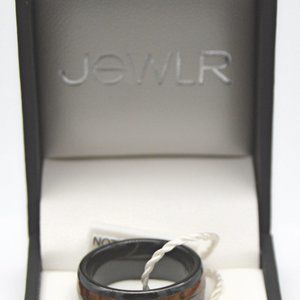 JEWLR MEN'S CERAMIC AND KOA WOOD BARREL RING SIZE 7